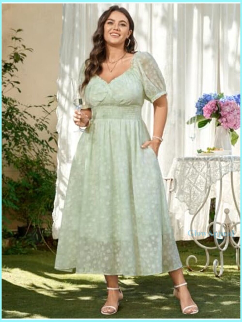 Plus Size Maxi Dress Sweetheart Neckline Puff Sleeves Floral Chiffon Wedding - Picture 3 of 7